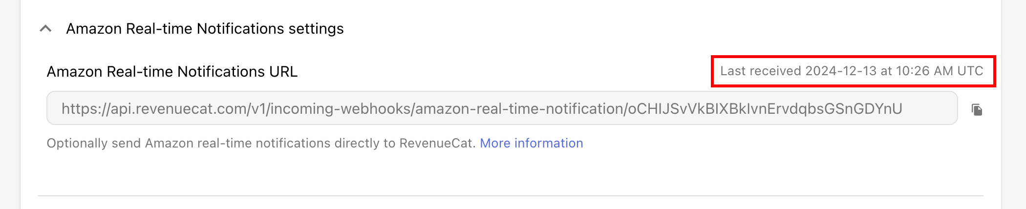 Last received timestamp in RevenueCat dashboard