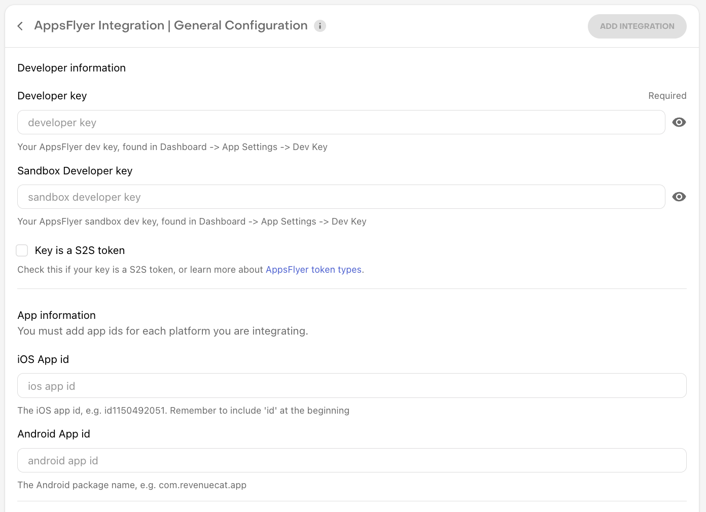 AppsFlyer Integration Configuration