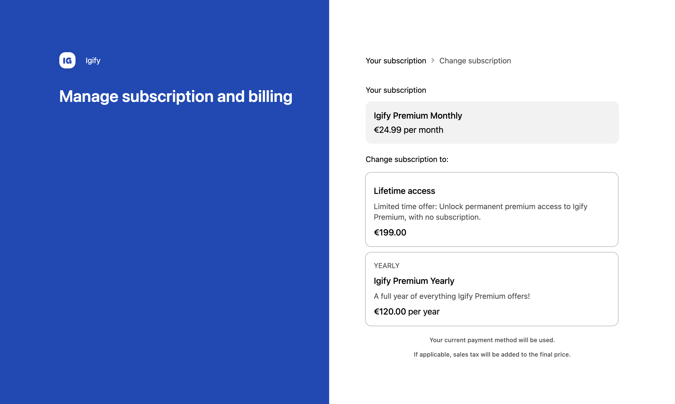 Subscription Changes in Customer Portal