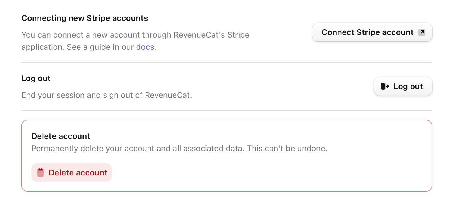 delete account button