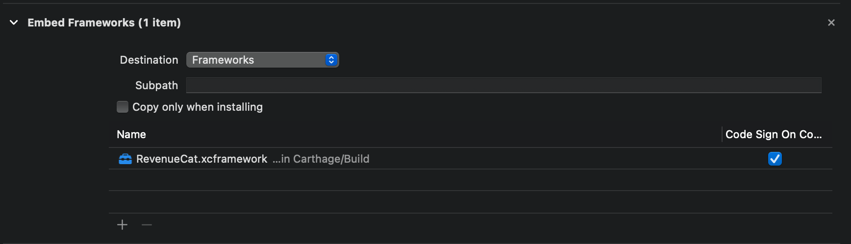 embed frameworks after