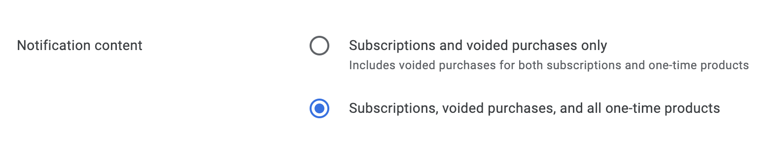 Google Play Console Notification Content