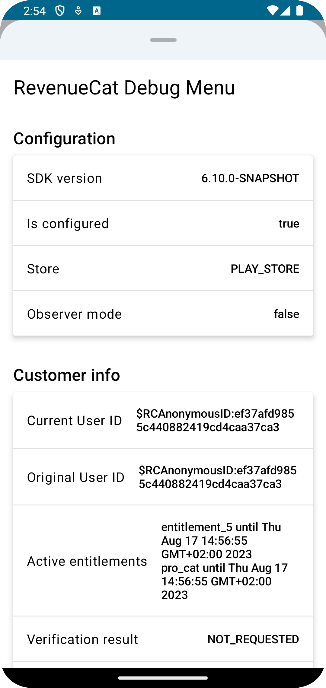 RevenueCat Android Debug UI