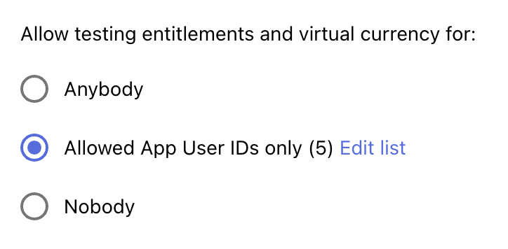 Sandbox Testing Settings
